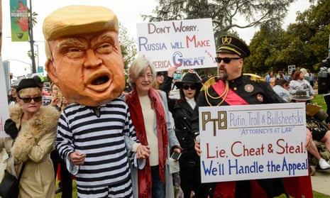 Protesters outside a fundraising event attended by Donald Trump in Beverly Hills, California, March 2018.