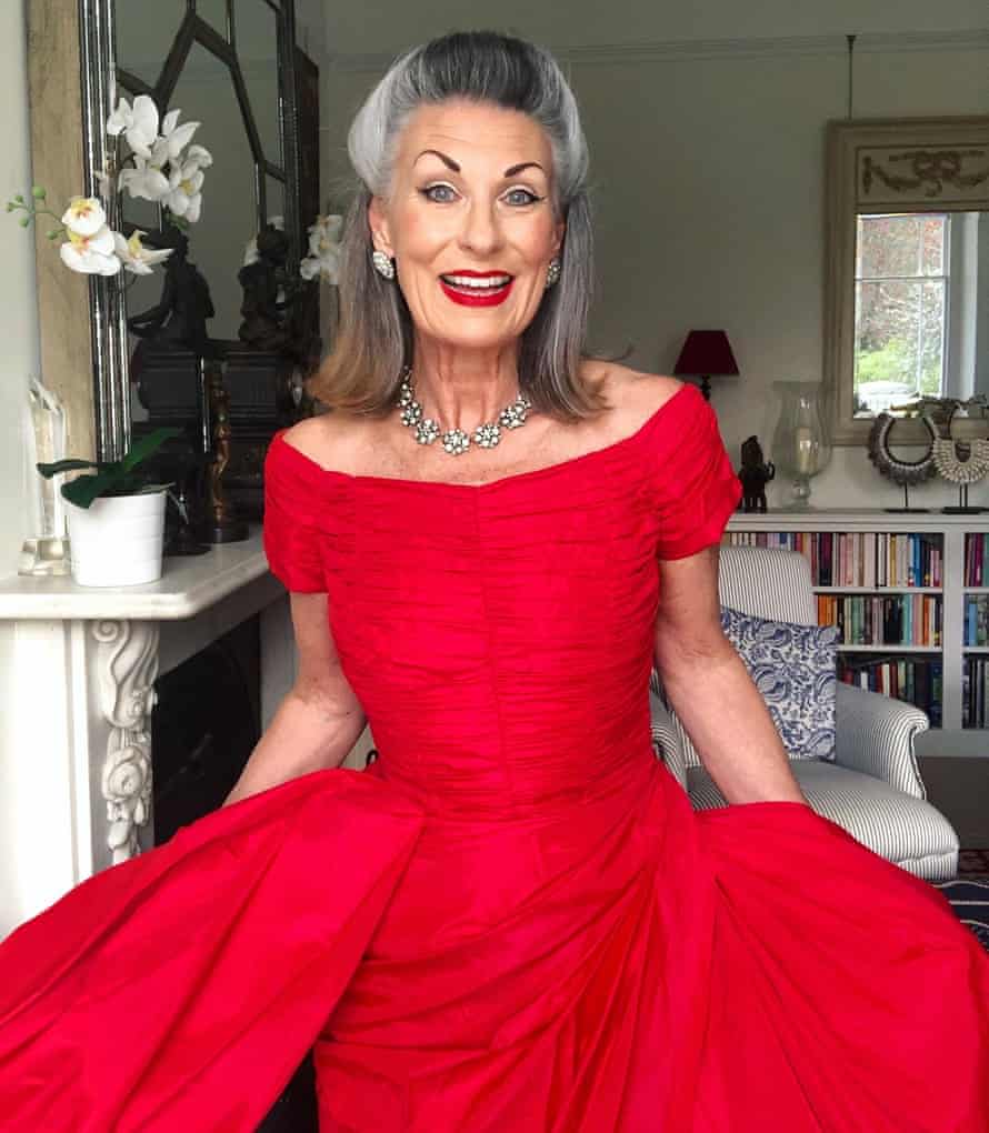 Nicola Redcliffe in her late 1950s red taffeta cocktail dress by US label Suzy Perette