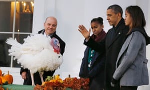 President Obama joins daughters Sasha and Malia as they pardon the National Thanksgiving Turkey