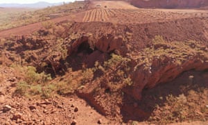 This photo taken in mid-May was released by the PKKP Aboriginal Corporation and shows Juukan Gorge in Western Australia before the detonations by Rio Tinto