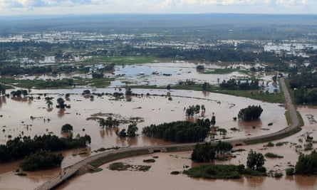Flood waters after River Nzoia burst its banks due to heavy rainfall in May 2020.