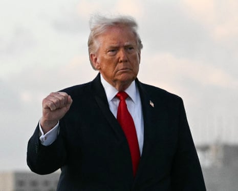 US president Donald Trump on arrival at Miami International Airport in Miami, on 11 April 2026.