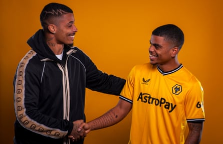 Mario Lemina welcomes his brother Noha to Wolves last month.