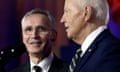 The Nato secretary general, Jens Stoltenberg, with the US president, Joe Biden, at the opening of the Nato summit in Washington