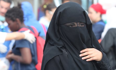 A woman in a burqa