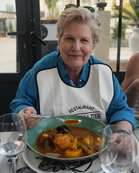 Sandi Toksvig enjoying the Bouillabaisse in Sanary-sur-Mer.