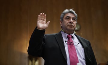 US-POLITICS-AEROSPACE-CONGRESS-BOEING-TRANSPORT-ACCIDENT<br>Boeing engineer Sam Salehpour is swearing in before the US Senate Homeland Security and Governmental Affairs Subcommittee on Investigations before testifying during a hearing on "Examining Boeing's Broken Safety Culture: Firsthand Accounts," at Capitol Hill in Washington, DC, on April 17, 2024. Boeing critics are testifying at the hearing, including Salehpour who has characterized the aircraft company's 787 as prone to disaster. (Photo by MANDEL NGAN / AFP) (Photo by MANDEL NGAN/AFP via Getty Images)
