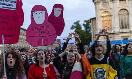 Pro-choice protesters in Turin last month