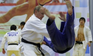 Putin at a judo training session in St Petersburg, 2010.