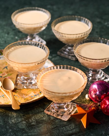 Angela Hartnett’s christmas zabaglione in champagne style glasses.