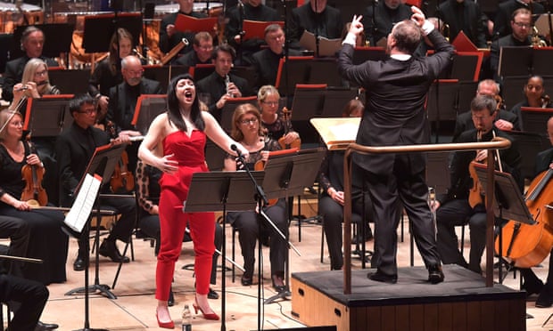 Superb … soprano Allison Bell, with conductor Sakari Oramo and the BBC Symphony Orchestra.