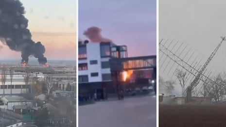 Explosions hit Ukraine's major airports as Russia begins invasion – video