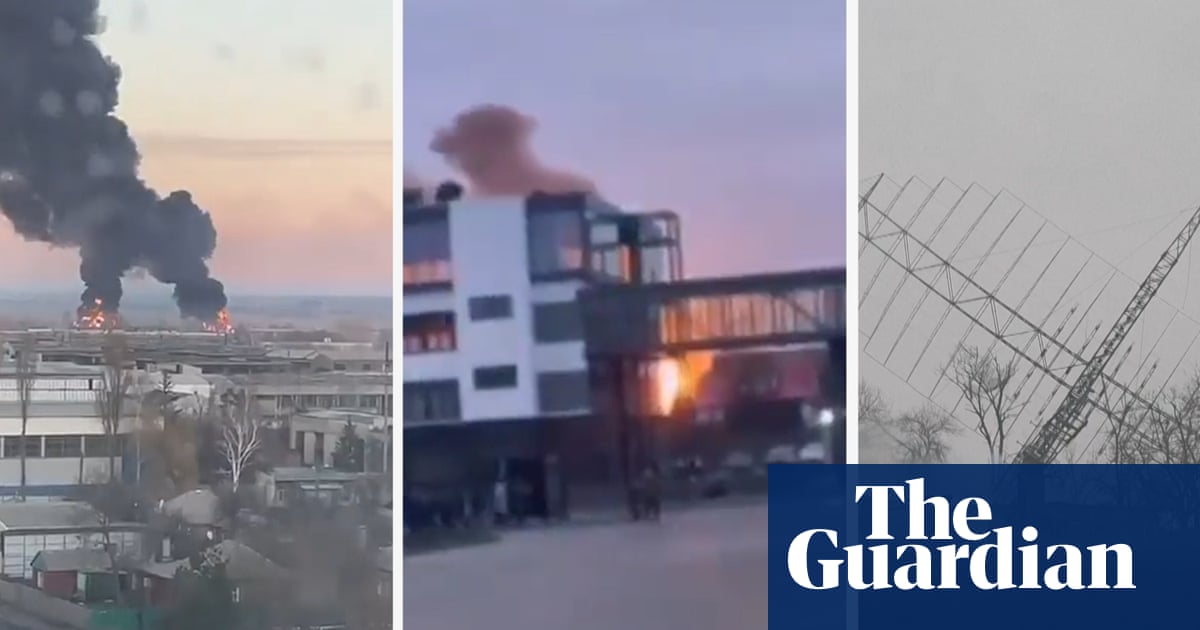 Explosions hit Ukraine’s major airports as Russia begins invasion – video