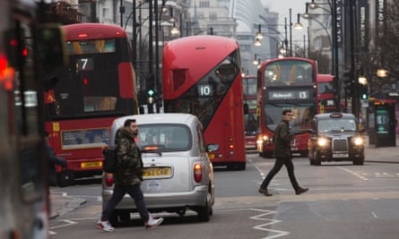 Buses and cabs on Oxford Street