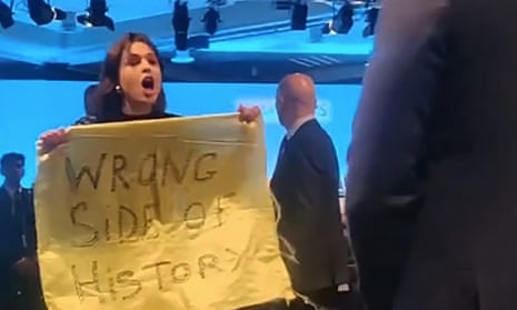A climate protester at the Barclays AGM