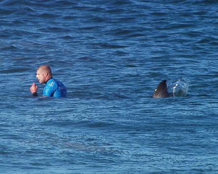 Australian surfer Mick Fanning moments before he fought off a shark during the J-Bay Open competition in Jeffreys Bay, South Africa on 19 July 2015. The attack is recounted in his new memoir, All Heart.