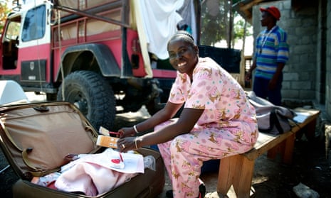 Marie Lerrecile Charles at a mobile clinic for pregnant women in Haiti