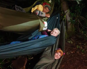 The Family Bushcraft camp, kids in hammocks