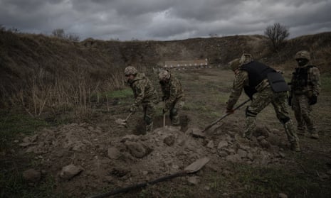 Volunteering Ukrainian citizens who will serve on the front line undergo intensive military training by the 135th Battalion of the 114th Regional Defense Brigade of the Ukrainian Armed Forces in Kyiv, Ukraine on 28 October.