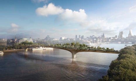 Artist’s impression of the proposed garden bridge. Boris Johnson is due to give evidence about the project to London assembly committee on Thursday. 