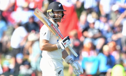 New Zealand’s Kane Williamson walks back to the pavilion after his dismissal against England