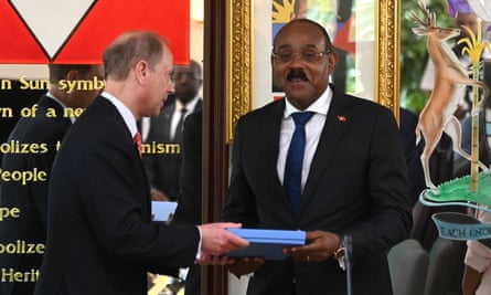 Prince Edward meets Gaston Browne, prime minister of Antigua and Barbuda