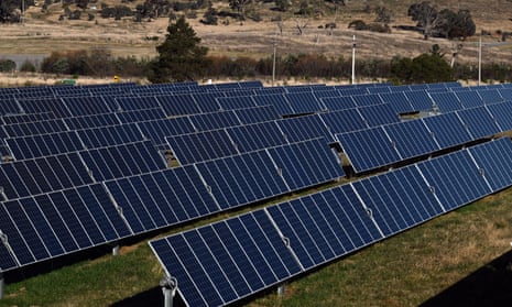 Rows of solar panels on a NSW farm