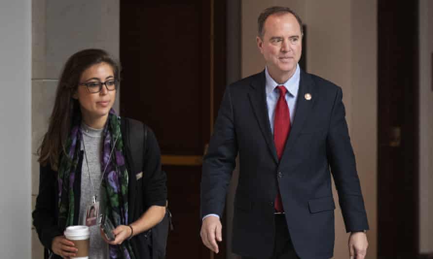 The House intelligence committee chairman, Adam Schiff, arrives for a closed door meeting on Capitol Hill in Washington on Tuesday.