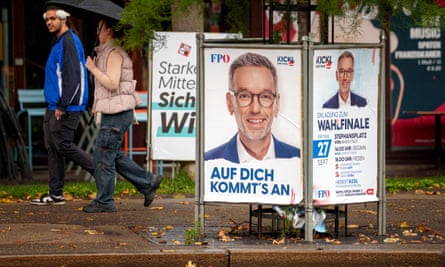 FPÖ posters featuring Herbert Kickl advertise Friday’s electoral rally in Vienna.