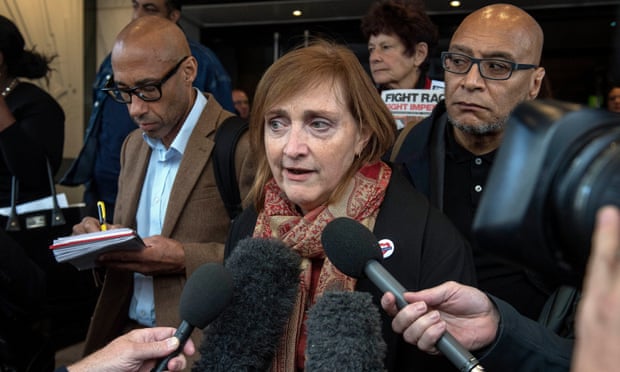 Emma Dent Coad speaking outside the Grenfell Tower inquiry in September.