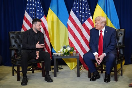 US president Donald Trump and Ukrainian president Volodymyr Zelenskyy meet during the United Nations general sssembly in New York last month.