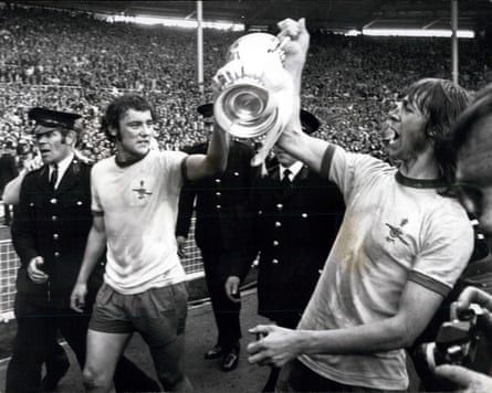 Arsenal’s Ray Kennedy (left) and Charlie George (right) at the FA Cup final in 1971