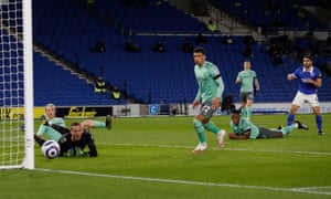 Neal Maupay’s effort is just wide.