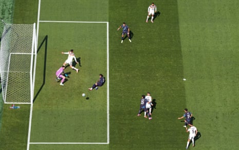 Paraguay's Jose Canale clears.