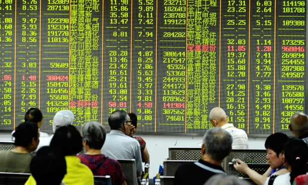 Chinese investors at a brokerage house in east China's Zhejiang province