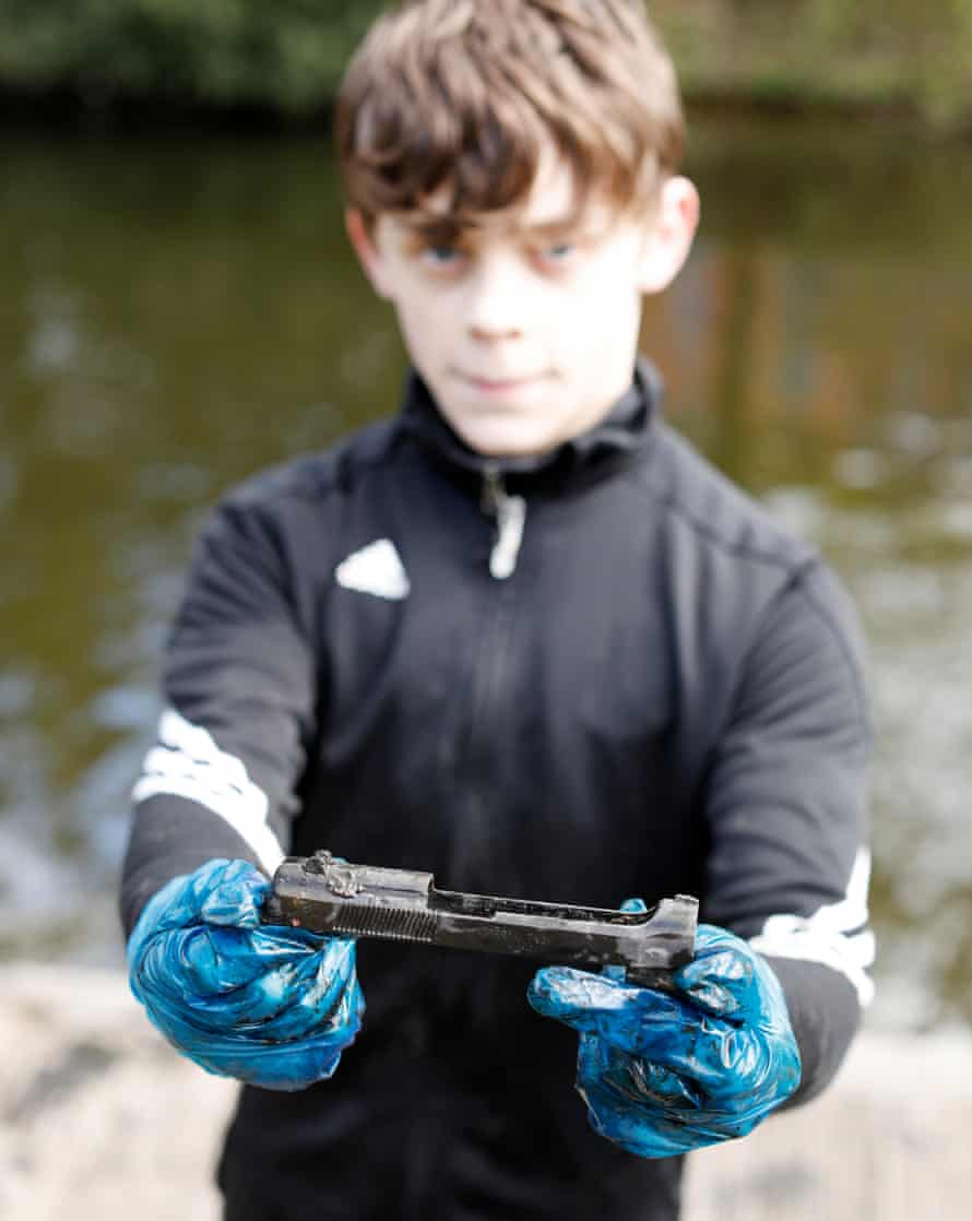 Cole Gartshore, 13 finds part of a pistol in the canal under the Erskine bridge.