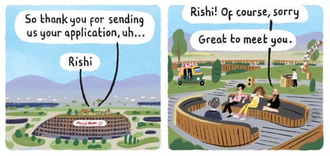 Rishi cartoon by Stephen Collins, panel 1