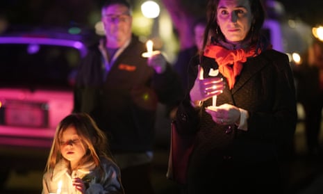 Mourners pay respects to the victims of the shootings in Half Moon Bay in California in January 2023.