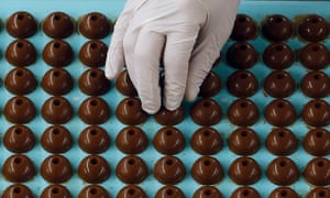 A Lindt & Sprüngli worker at one of the company’s Swiss chocolate factories.