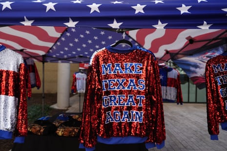 Items for sale are seen before the Republican convention Tuesday, Sept. 8, 2026, in Dallas.