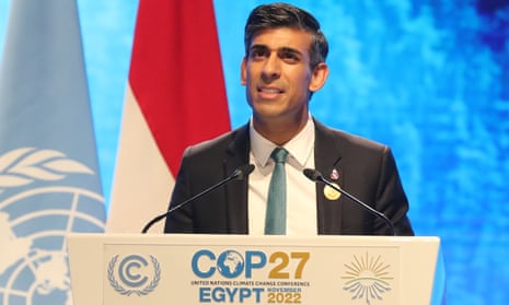 Rishi Sunak speaks during the 2022 United Nations climate change conference in Sharm el-Sheikh, Egypt.