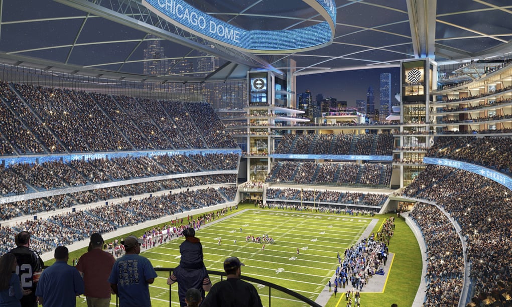 A graphic rendering of one of the plans to enclose Soldier Field and keep the Bears in downtown Chicago
