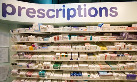 A shelf of prescription medications