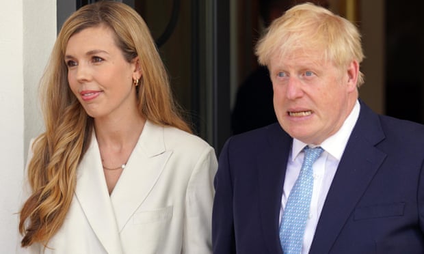 Carrie and Boris Johnson at the G7 summit in Schloss Elmau, Germany, on Sunday.