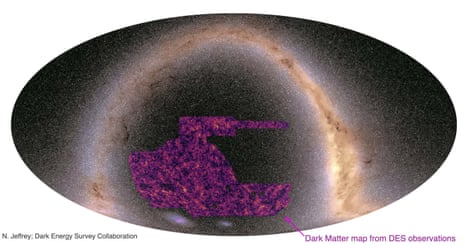 Largest ever map of dark matter - black with purple patches