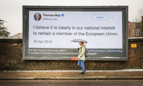 A quote by Theresa May on a billboard in Highbury, north London.