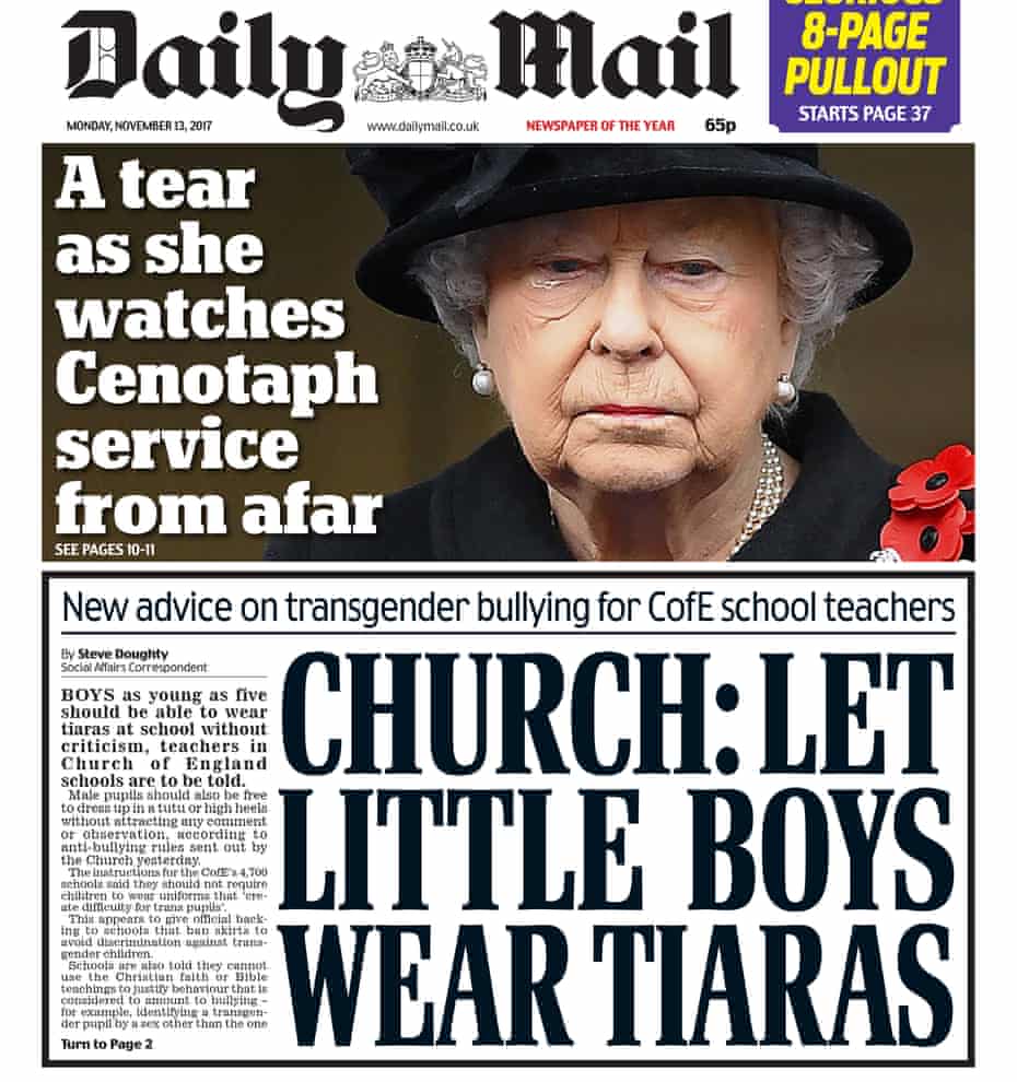 Daily Mail front page 13 November 2017.