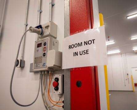 A sign says “Room not in use”.