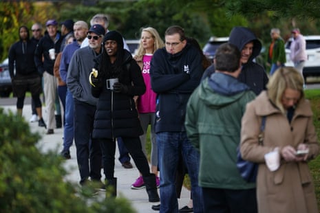 Voters wait in line to cast their ballots in the midterm elections in Rydal, Pennsylvania.
