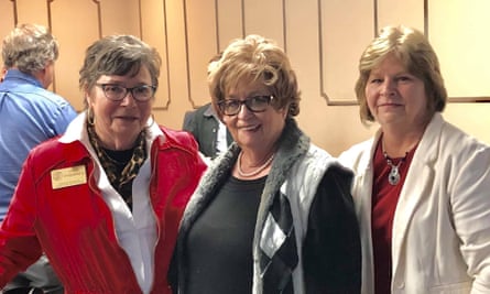 Sue Grantham, centre, the mayor of Caruthersville, at a meeting in nearby Sikeston in February 2019.